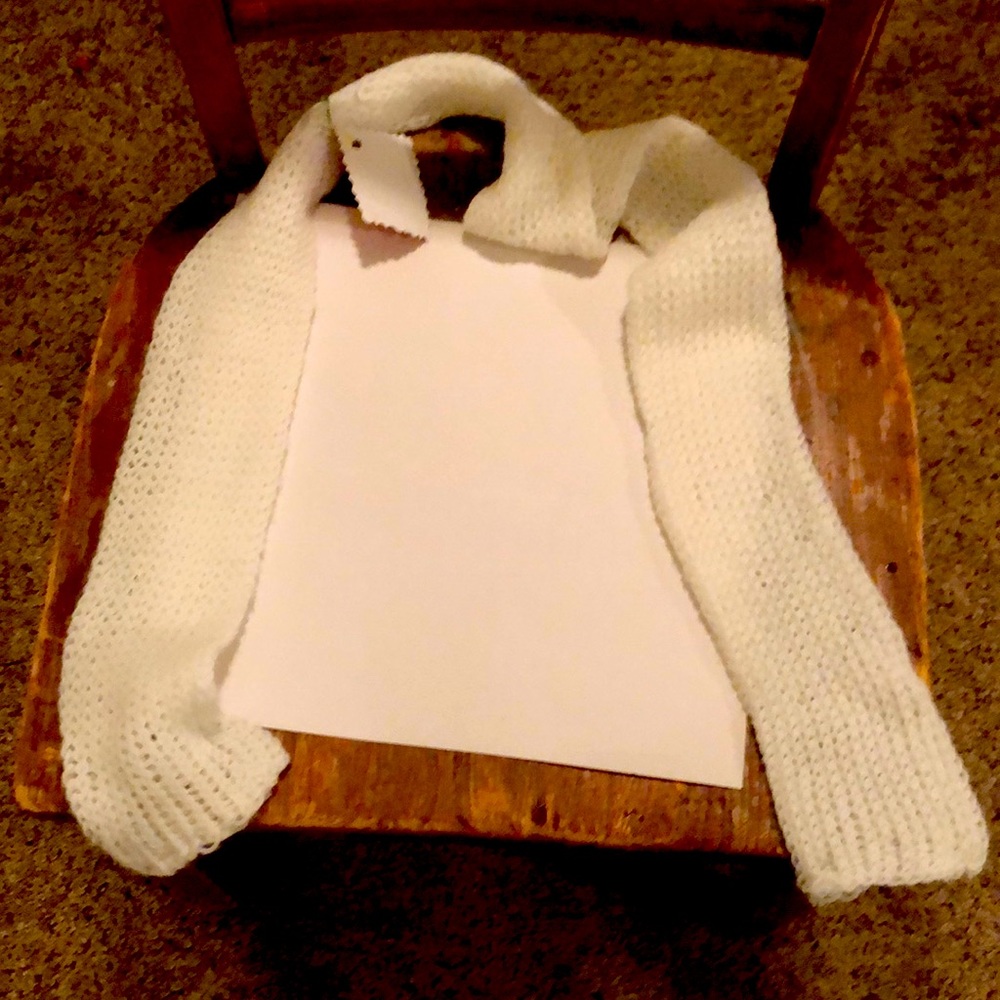 Homemade, White, Loom Knitted Scarf, 58” long and 4” wide